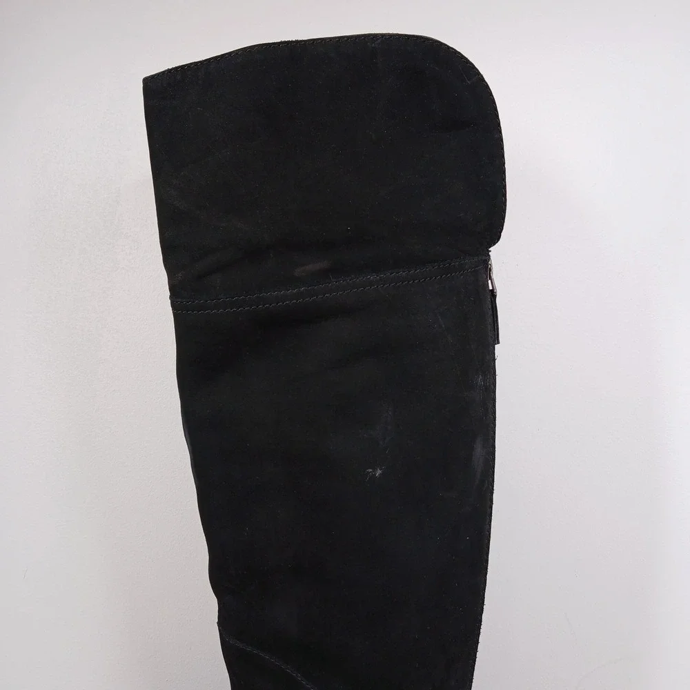 Wythe NY Rashel Over the Knee Boots Womens 7 Black Suede Side Zip Flat